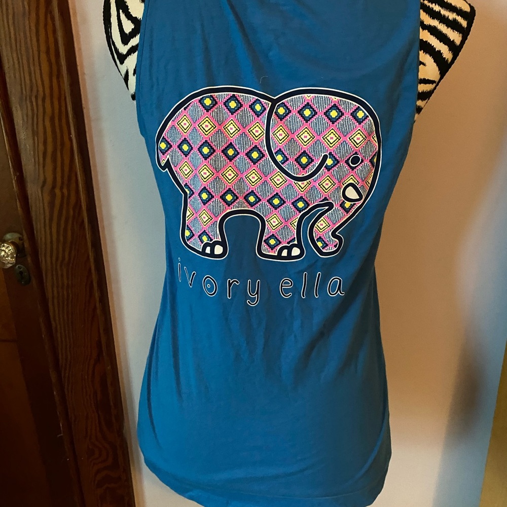 ivory ella blue and pink elephant tank size small